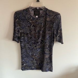 Johnny Was Dajiki Mesh Top Short Sleeve Size L